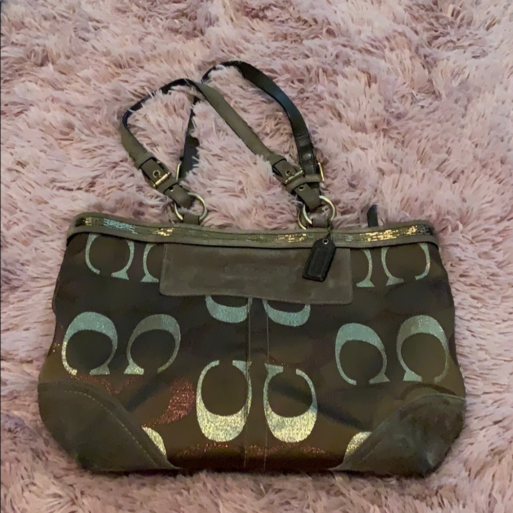 Browns/gold Coach purse. Great used condition